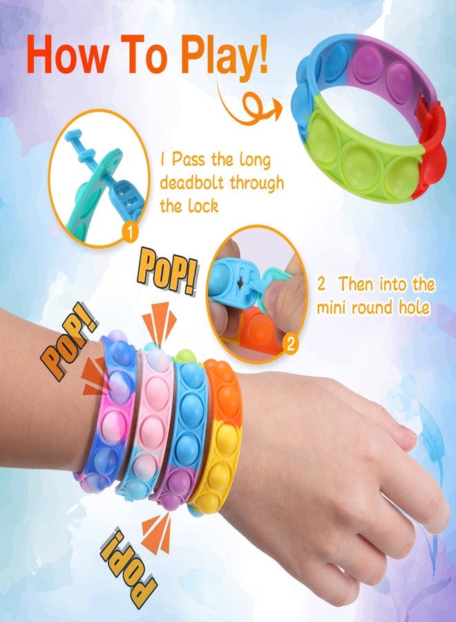 Zibuyu® 24Pcs Colorful Slap Bands for Kids,Pop it Wrist Band Bracelet for Kids - Friendship Bands Pop It Toys Fidget Toy Stress Relief,Return Gifts Birthday Party - Image 5